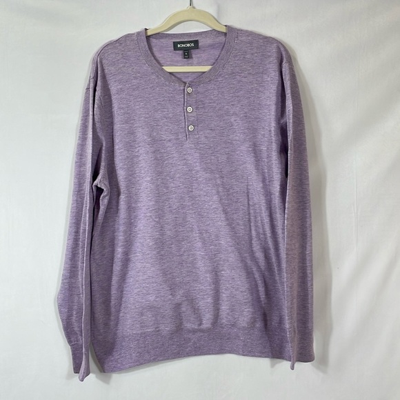 Bonobos Men’s Sweater Henley XL Cotton Linen Blend Lightweight EUC